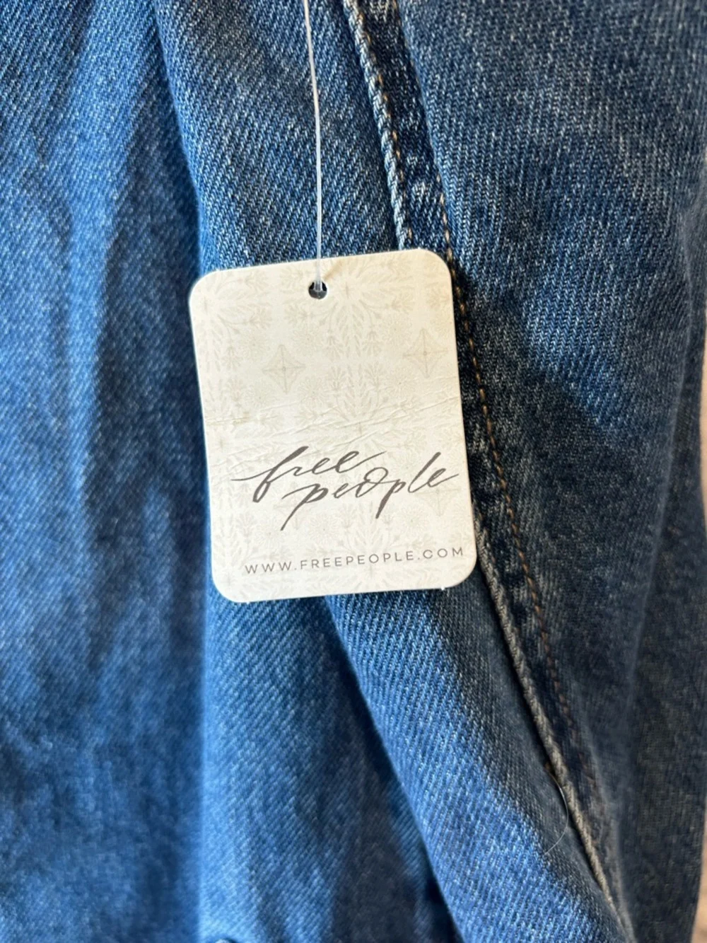 NWT Free People We The Free Highroller Shortall, blue denim, size large - Picture 7 of 8